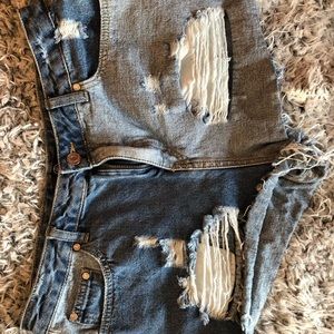 missguided color blocked denim jean shorts